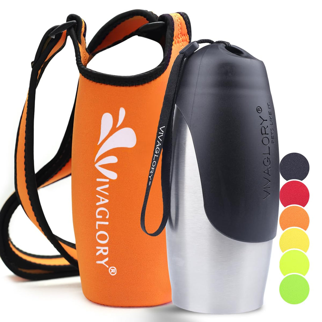 VIVAGLORY hundetrinkflasche & wasserflaschenhalter mit Schultergurt-Kombi, Hunde Trinkflasche & Wass