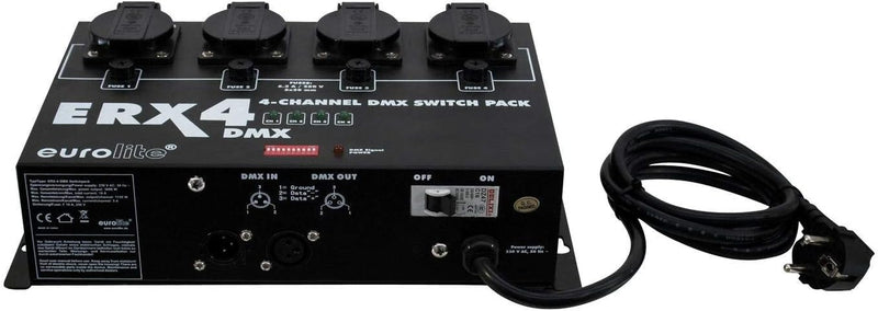 EUROLITE ERX-4 DMX Switchpack | 4-Kanal-Switchpack, bis zu 5 Ampere belastbar, Schaltung per Relais