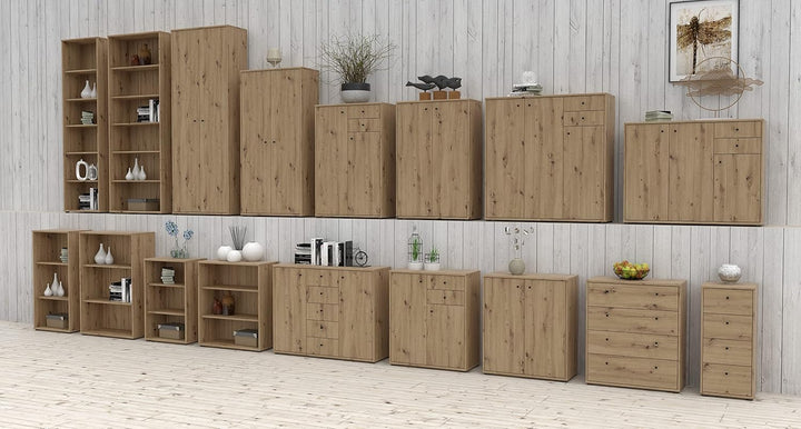 FORTE TEMPRA 2 Kommode mit 4 Schubladen, Holzwerkstoff, Artisan Eiche Dekor, (B x H x T) 38,6 x 85,5