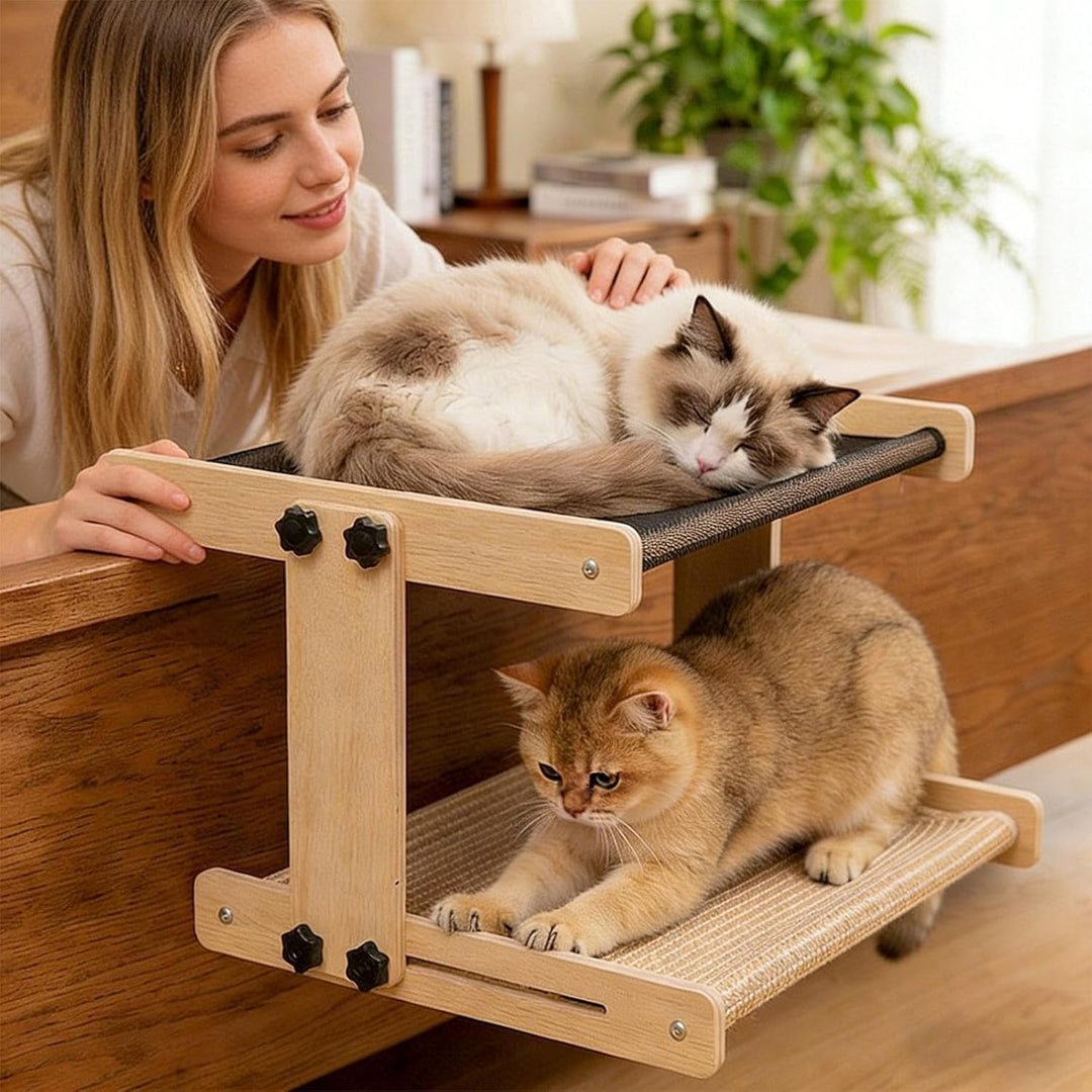 Fensterbett für Katzen - Holz Katzenmöbel Hängematte Indoor | Fensterbank-Bett mit Hängefunktion,Für