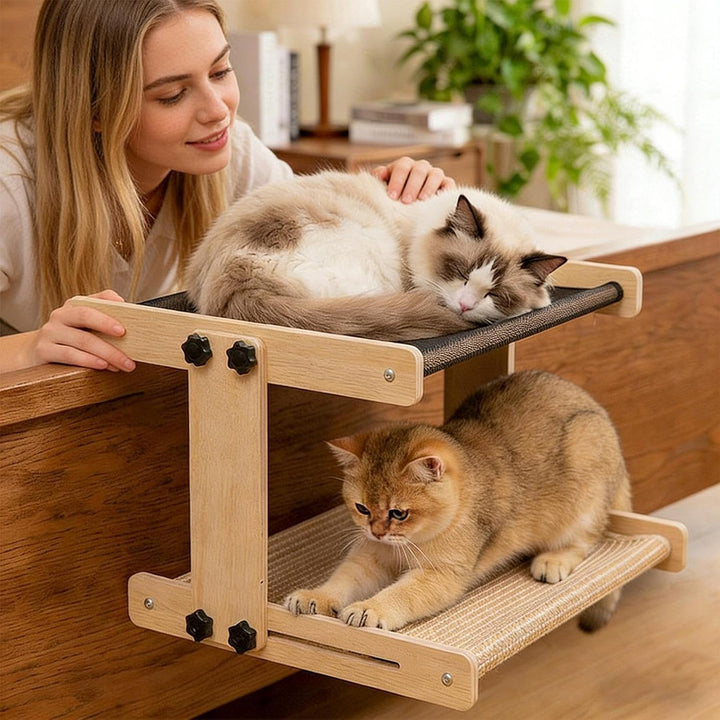 Fensterbett für Katzen - Holz Katzenmöbel Hängematte Indoor | Fensterbank-Bett mit Hängefunktion,Für