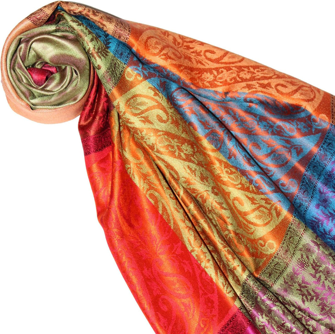 Lorenzo Cana Damen Pashmina Schal Schaltuch jacquardgewebt 100% Seide 70 cm x 190 cm Paisleymuster S