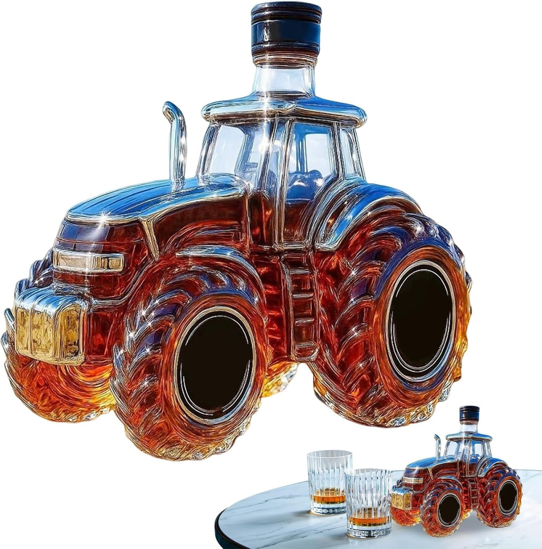 Whisky Glasflaschen - 300ml Traktor Design Getränkebehälter,Spirituosen Karaffe Flasche,für Familien