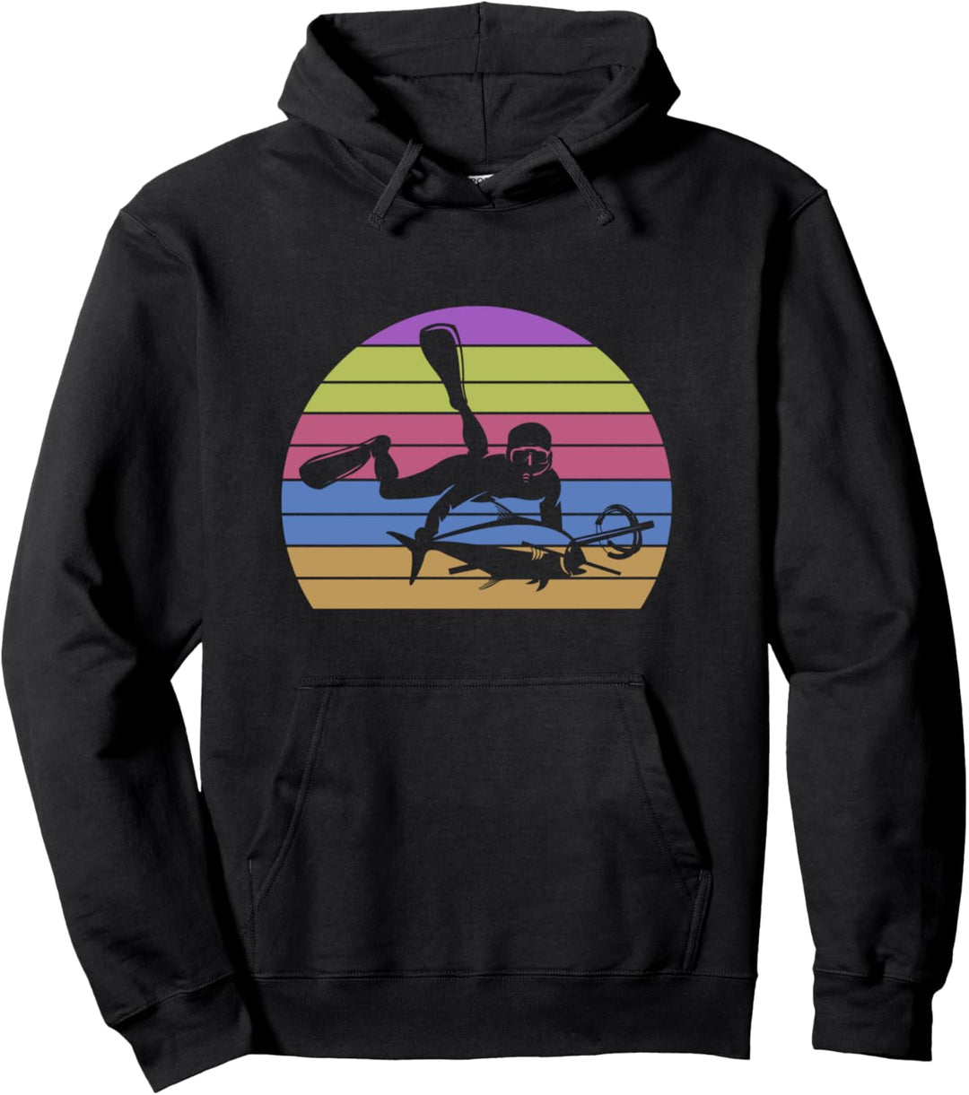 Fischer Angeln Retro Speertaucher Geschenk Speerfischen Pullover Hoodie