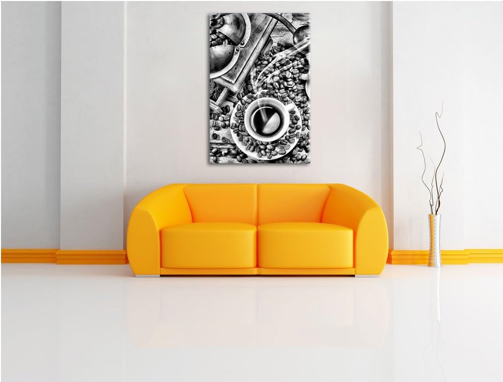 Pixxprint Kaffee Cappuccino / 100x70cm Leinwandbild bespannt auf Holzrahmen/Wandbild Kunstdruck Deko