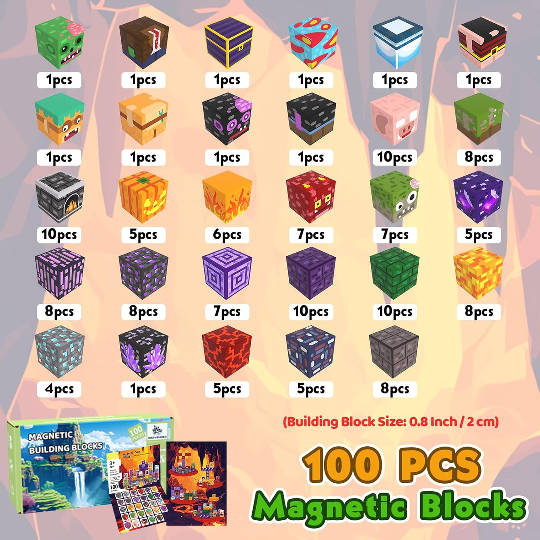 Magnetische Bausteine Bauspielzeug 100 Pcs Magnetbausteine für Kinder Montessori Kreative Spielzeug