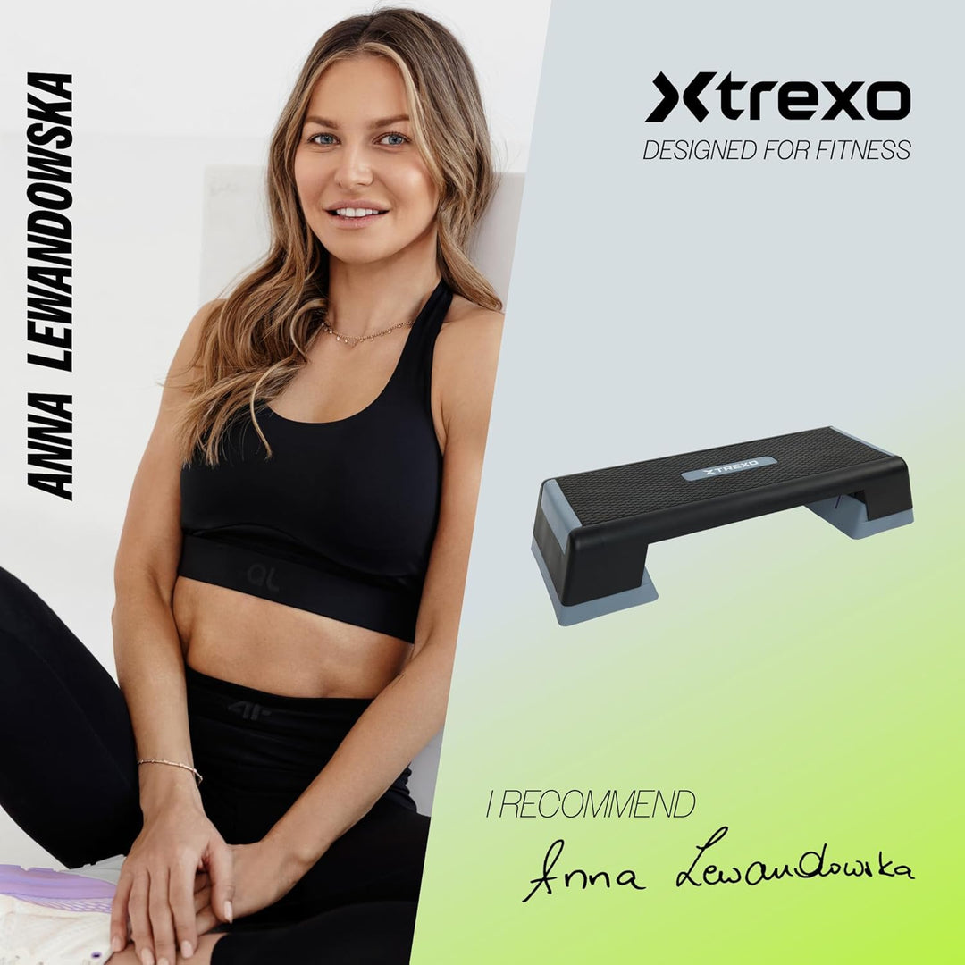 TREXO Aerobic Step 98 x 38 cm Für Cardio- und Fitnesstraining Höhenverstellbar 15-20-25 cm Langlebig