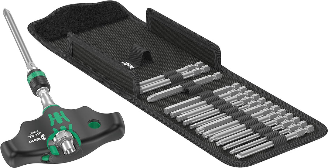 Wera 05057473001 Kraftform Kompakt 400 RA Imperial Set 1, Quergriff-Bit-Handhalter mit Ratschenfunkt