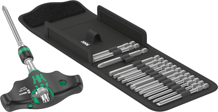 Wera 05057473001 Kraftform Kompakt 400 RA Imperial Set 1, Quergriff-Bit-Handhalter mit Ratschenfunkt