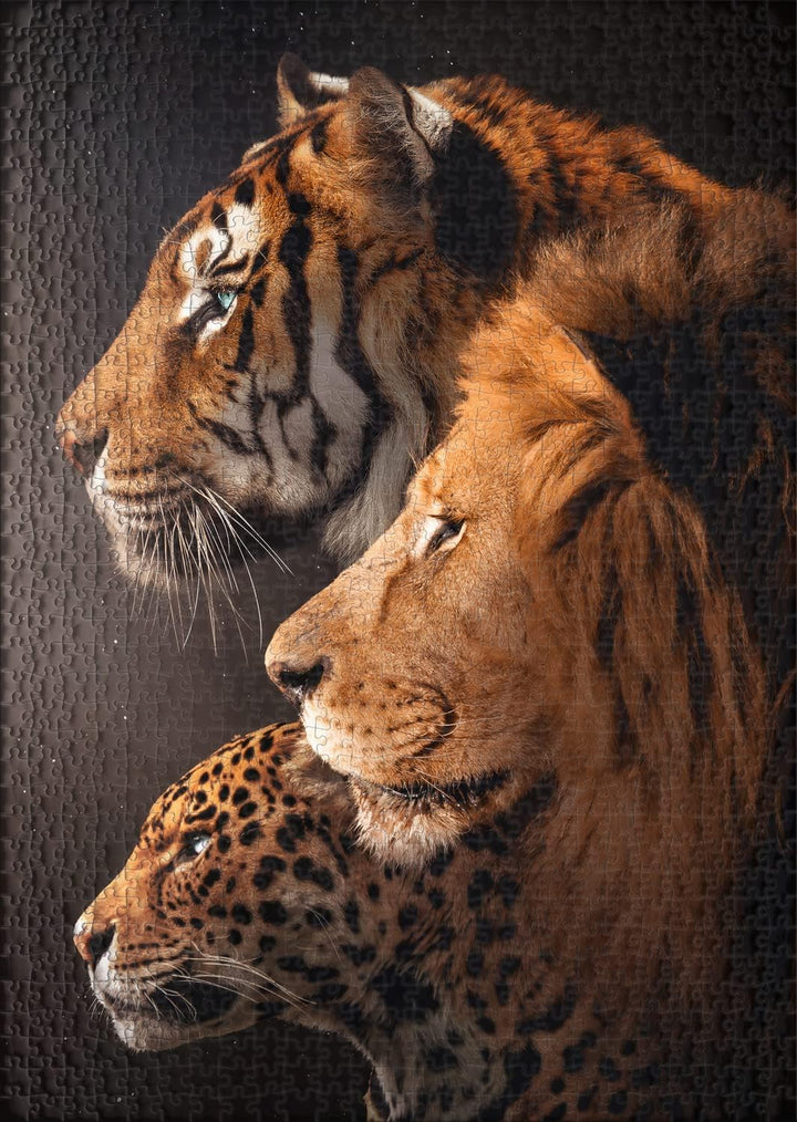 Ulmer Puzzleschmiede - Puzzle The Big Three“ - Imposantes Raubkatzen-Motiv mit Tiger, Löwe und Leopa