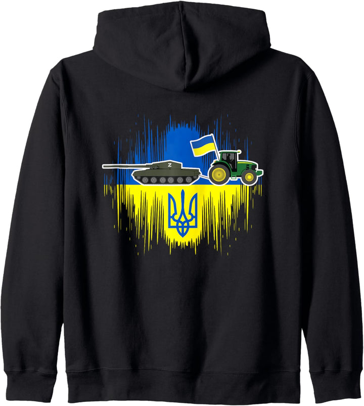 Lustige Ukrainische Farmer Steals Panzer Ukraine Flagge Tryzub Kapuzenjacke