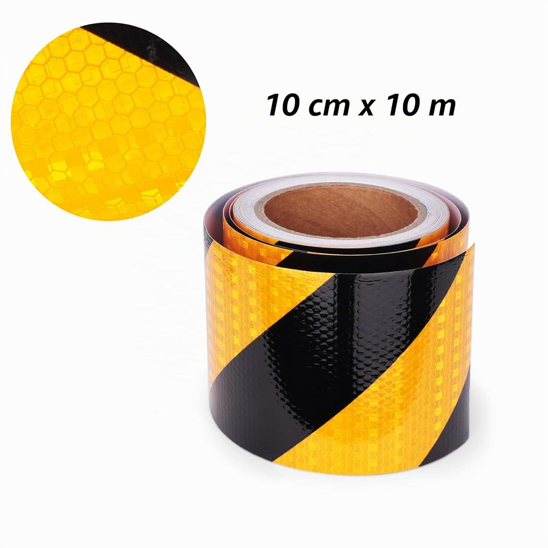 Reflektierendes Klebeband, Gelb & Schwarz, 10 cm x 10 m, wasserdicht, reflektierendes Klebeband, sel