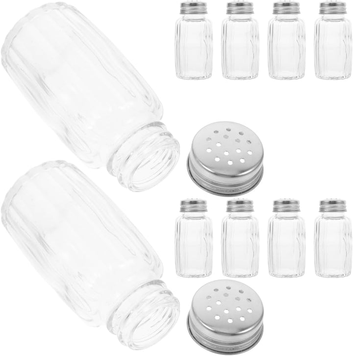 iplusmile Salz- Und Pfefferstreuer Set Aus Glas 10 Stück Mit Edelstahldeckel 1.6 Zoll Hohe Runde Gew