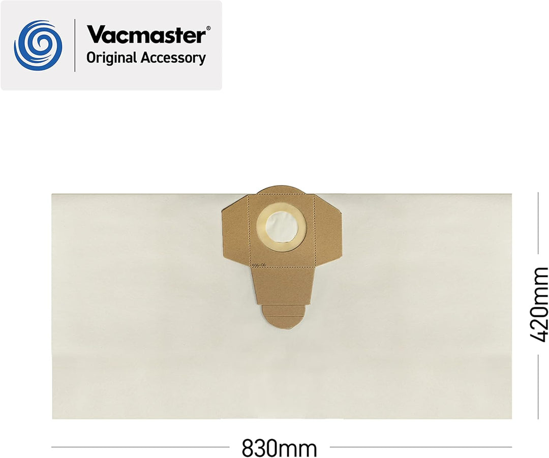 Vacmaster 950131 30 l Feinfiltrations-Staubbeutel für Nass- und Trockensauger und Staubabsauger, Wei