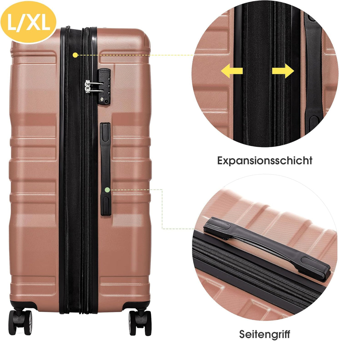 Merax Kofferset 3 Teilig Hartschale, Hartschalenkofferset Reisekofferset Gepäck, Erweiterbar Trolley
