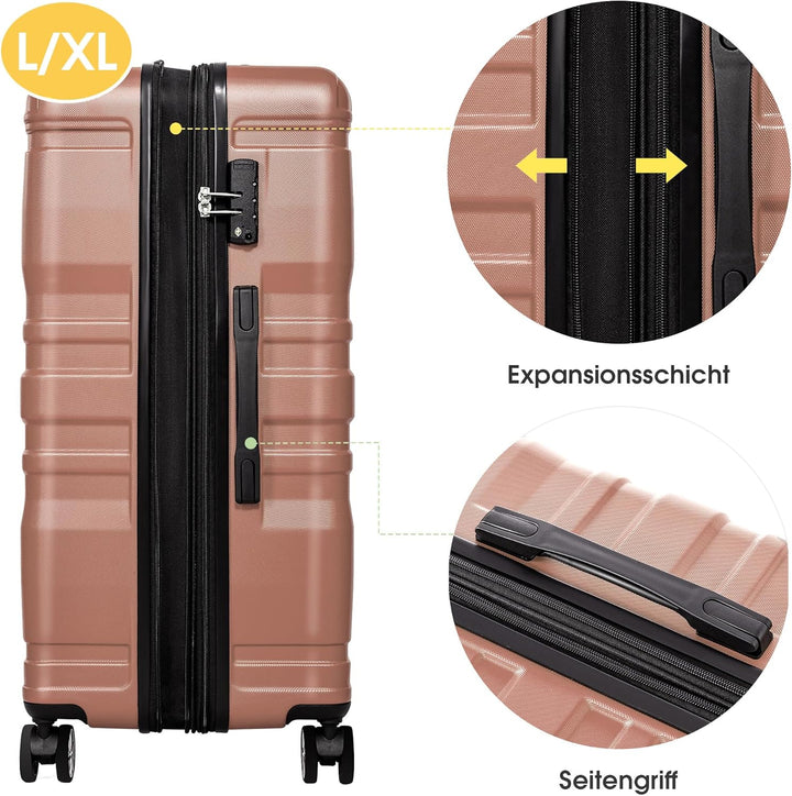 Merax Kofferset 3 Teilig Hartschale, Hartschalenkofferset Reisekofferset Gepäck, Erweiterbar Trolley