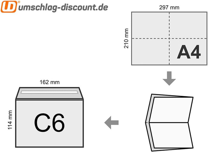 100 Briefumschläge in C6, Design-RC®, aus Recycling-Papier mit Abziehstreifen, Kuverts im Format 162