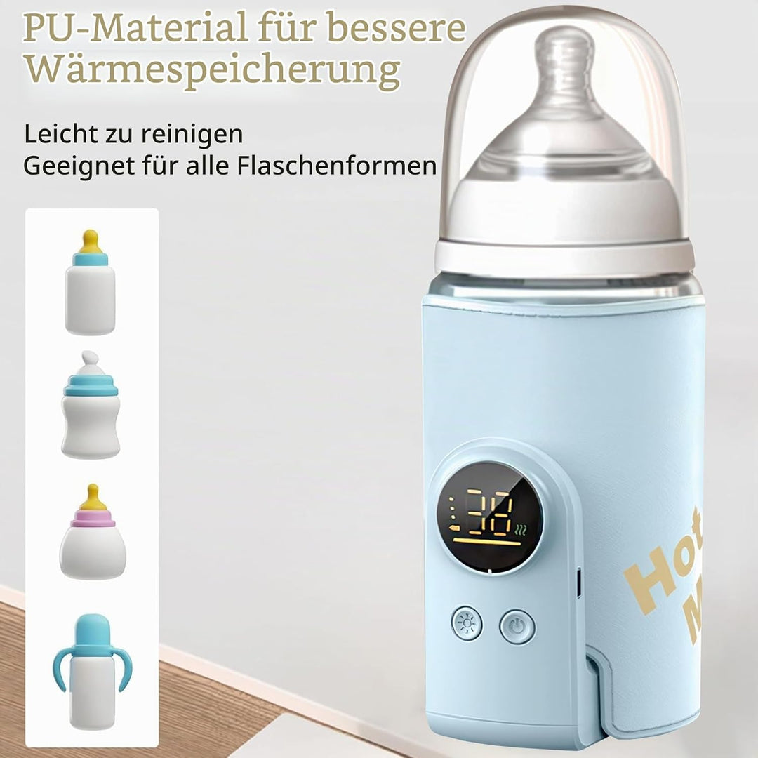 Flaschenwärmer Baby, Tragbarer Flaschenwärmer, Unterwegs mit LCD-Display USB-Ladung Babyflaschenwärm