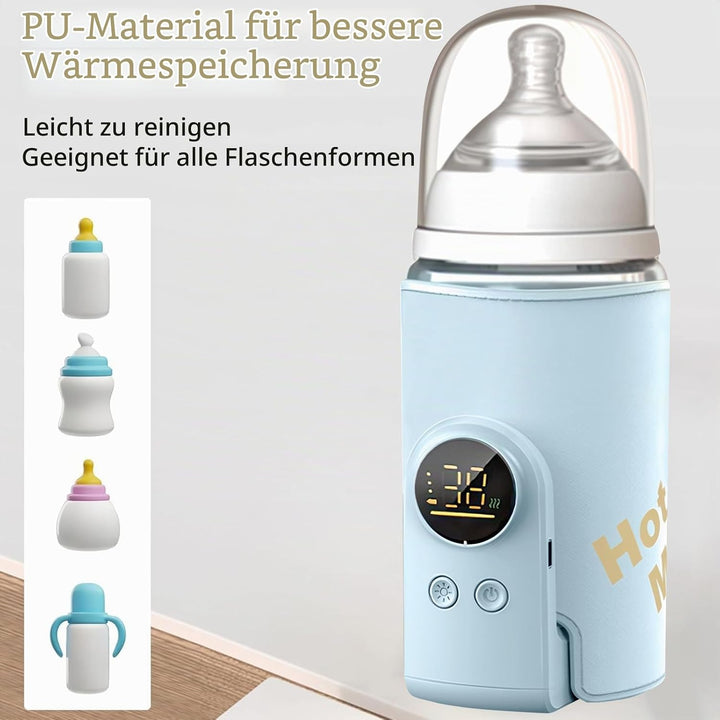 Flaschenwärmer Baby, Tragbarer Flaschenwärmer, Unterwegs mit LCD-Display USB-Ladung Babyflaschenwärm