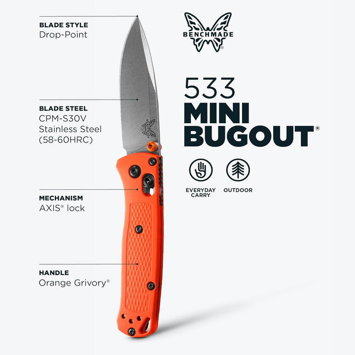 Benchmade 533 Mini BUGOUT, Orange, Axis