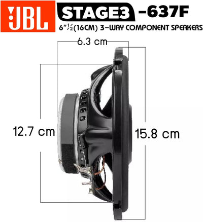 JBL Stage3 637F 3-Wege Auto Lautsprecher Set von Harman Kardon - 225 Watt Autolautsprecher - 2 stück