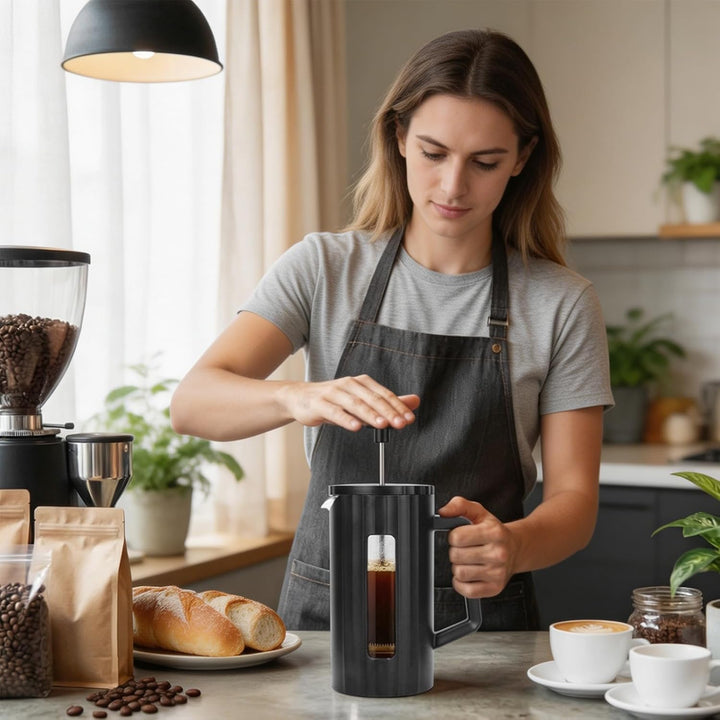 RANJIMA French Press Kaffeebereiter 1 Liter/8 Tassen, Kaffeepresse für Kaffee Tee und Cold Brew, Caf