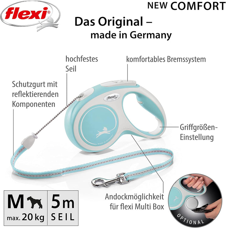 flexi Rollleine New Comfort -M - Seil 5 m, hellblau hellblau M, hellblau M
