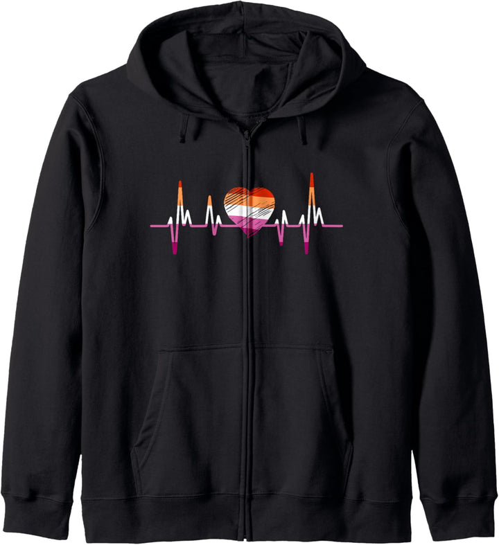 LGBT Lesben Flagge mit Herz Gay Pride Fahne Lesben Kapuzenjacke
