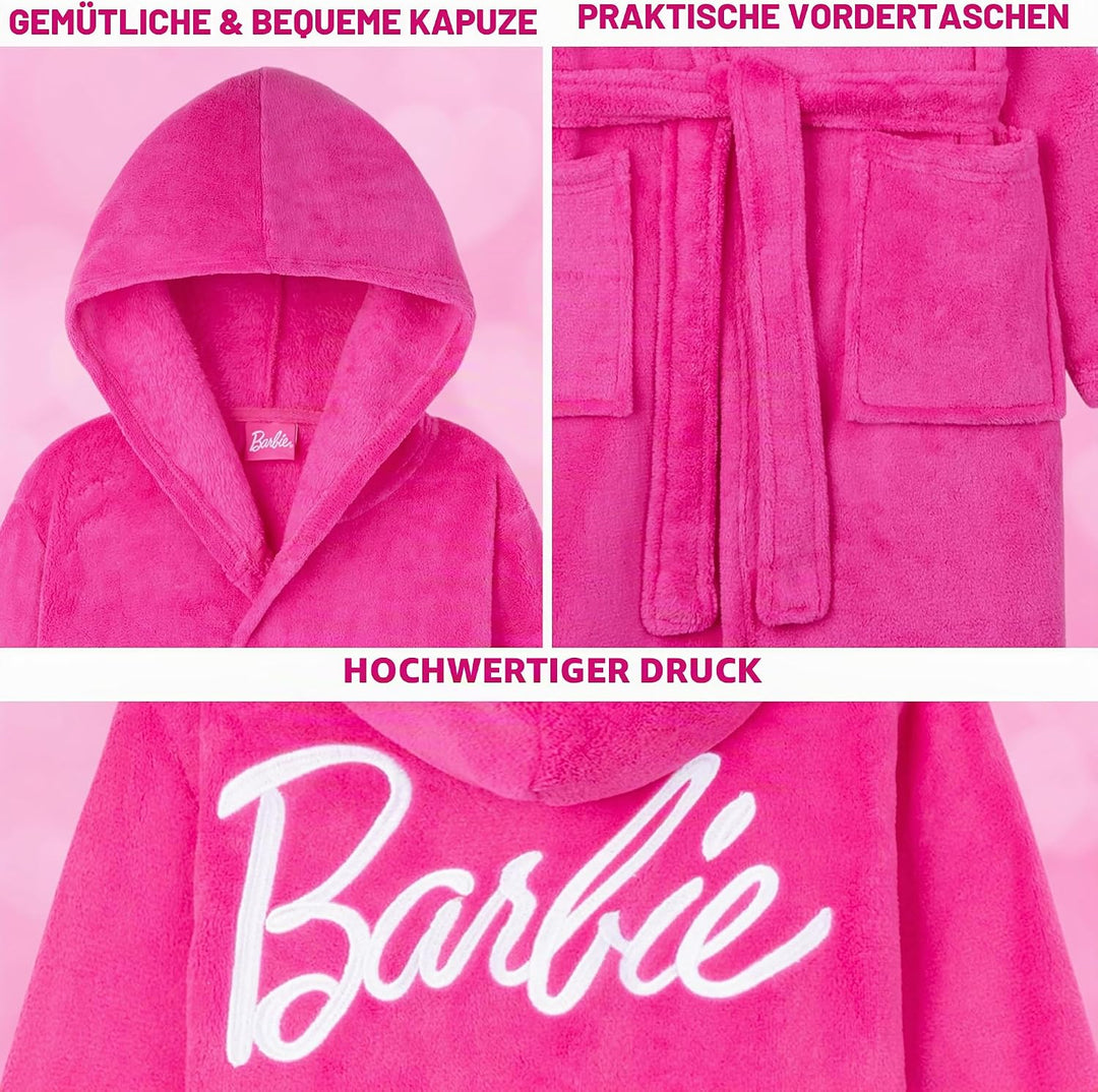 Get Trend Bademantel Mädchen, Flauschig mit Prints von Stitch und Angel, Barbie, Disney Prinzessinne