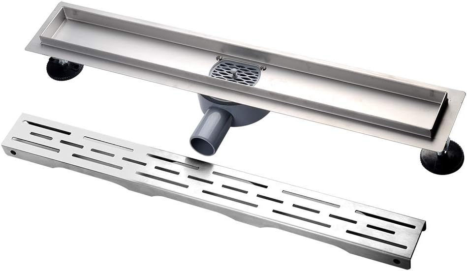 Duschrinne, 80cm,360?,Siphon mit Geruchsstop und Haarsieb Randablauf Befliesbar Edelstahl Ablaufrinn