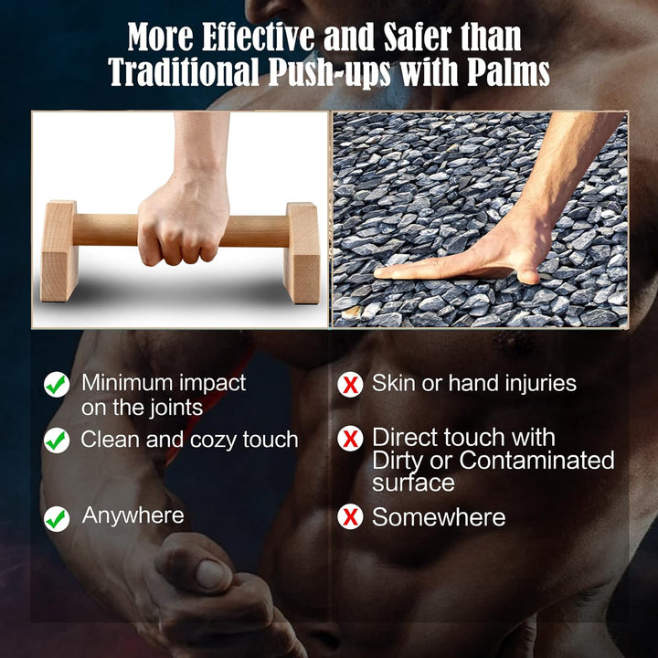AnExer Wooden Push-Up Handles, Parallettes für Calisthenics, rutschfeste Push-up Bars Joint-Friendly