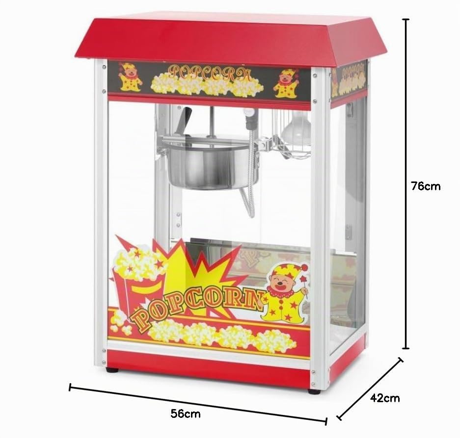 HENDI Popcorn-Maschine, Popcornmaschine, Popcorn Maker, mit Krümelschublade, 230V, 1500W, 560x420x(H