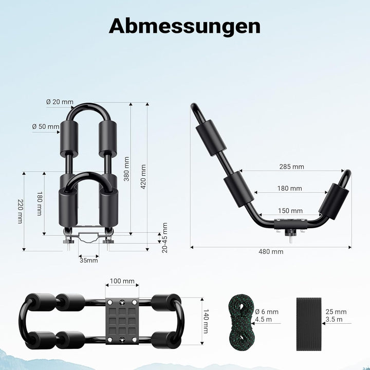 Wiltec Dachträger für Boot und Kajak, Boothalterung 34 kg, 34 kg