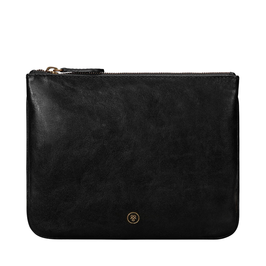 Maxwell-Scott Damen Leder Make-Up Beutel in Schwarz - Zeta, Schwarz