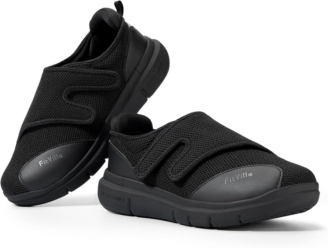 FitVille Diabetiker Schuhe Herren Extra Weite Einstellbar Walking Schuhe für Fussschwellung erweiter