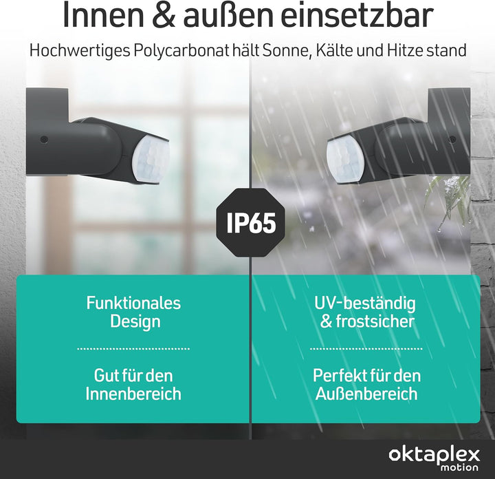 Oktaplex Bea Bewegungsmelder Aussen IP65 schwenkbar 180° Infrarot-Sensor 12m Reichweite 230V anthraz