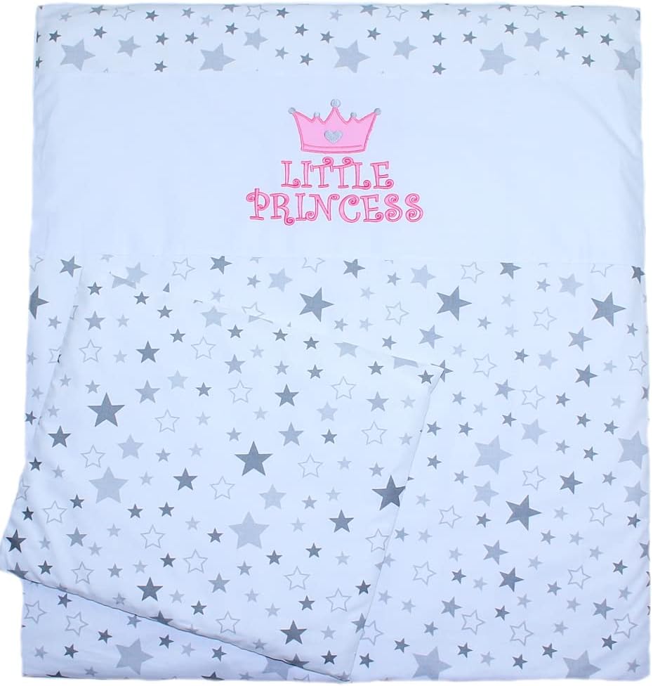 Baby Bettwäsche Set - Princess - 70x78 für Baby Wiege Kinderwagen Beistellbett 2-4 teilig (Star Hell