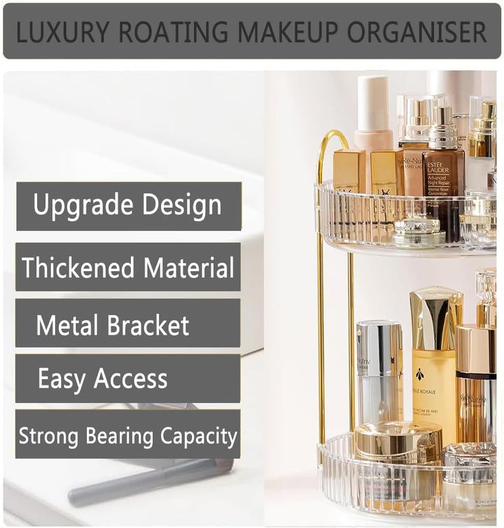 ROWNYEON Make up Organizer 360° Drehbar, Kosmetik Organizer, Hautpflege Parfüm Organizer 2 Lagen Bad