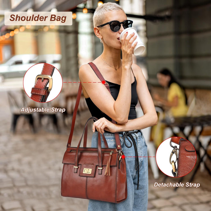 Banuce Handtasche Damen Leder Italinisches Vintage Rindleder Schultertasche Umhängetasche Messenger