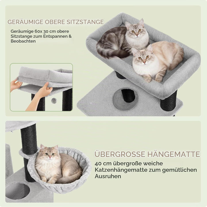 Kratzbaum für Grosse Katzen Stabil, 160 cm Katzenbaum für Maine Coons, 11 cm Dicker Sisalpfosten, 2