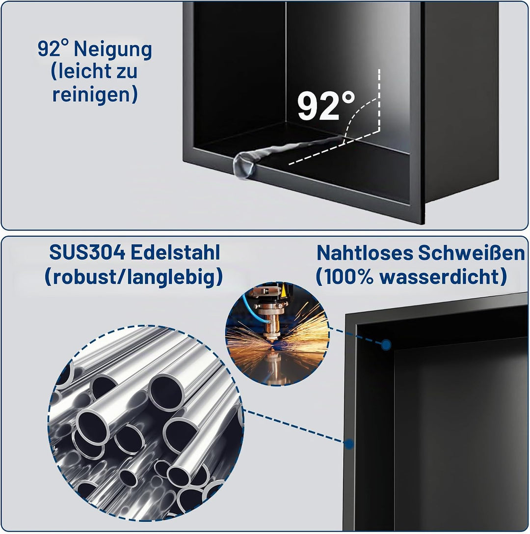 Neodrain Wandnische Dusche Edelstahl Dreifach-Duschnische Wandnische Lagerung für Badezimmer 90x20 c
