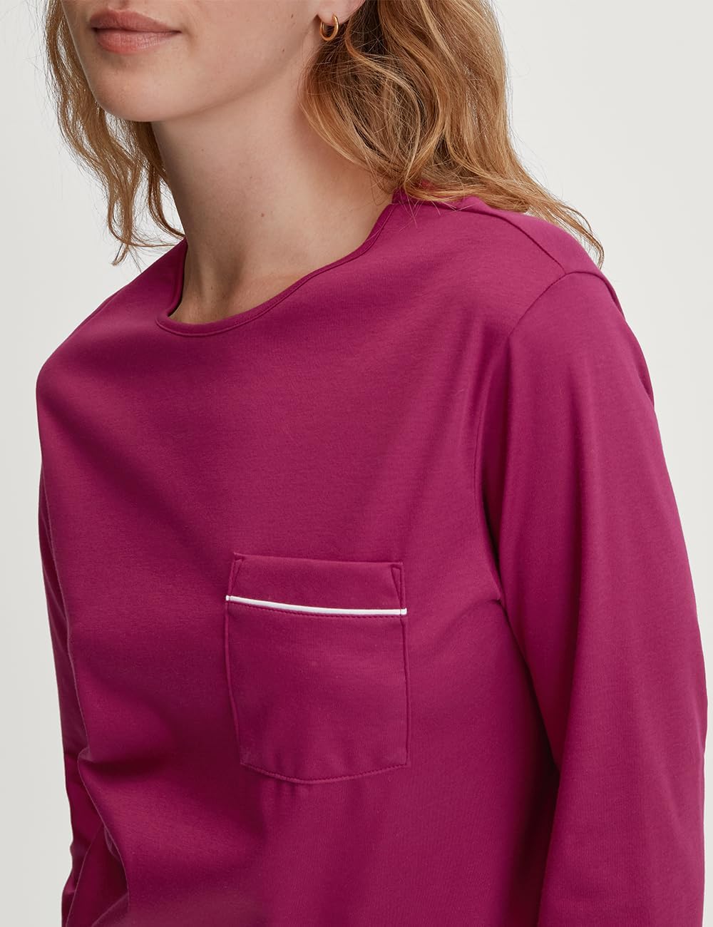 CALIDA Sweet Dreams Bündchen-Pyjama Damen, aus 100% Baumwolle, Hose mit stoffbezogenem Gummibund 36-