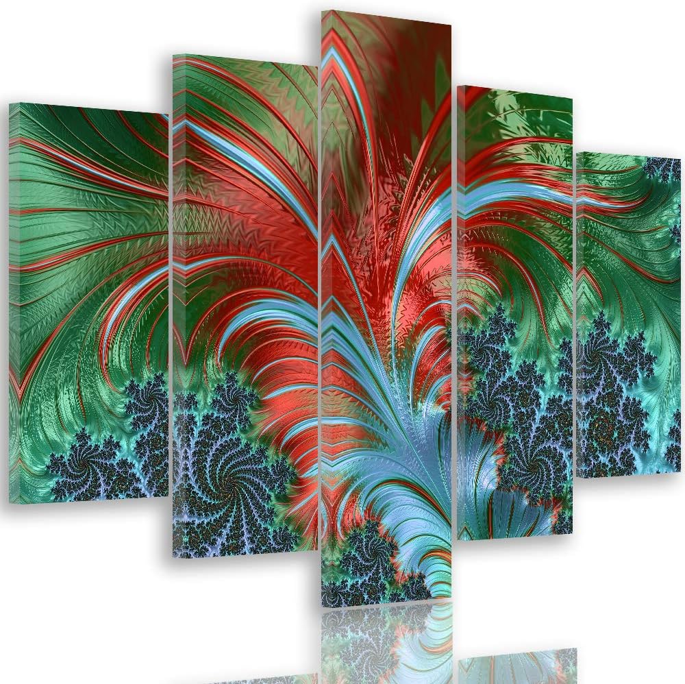 Feeby Bilder Mandala 200x100 cm Leinwandbild 5 Teilig XXL Kunstdruck - Bild modern zen Leinwandbild