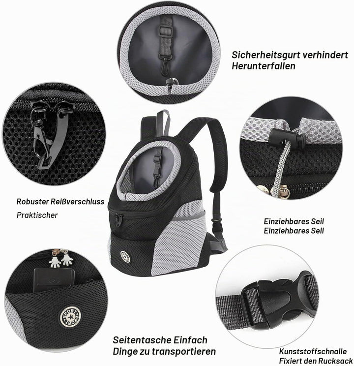 M MUNCASO Hundetrage-Rucksack Welpentasche Kleine Haustier-Fronttasche mit Atmungsaktivem, Head-Out-