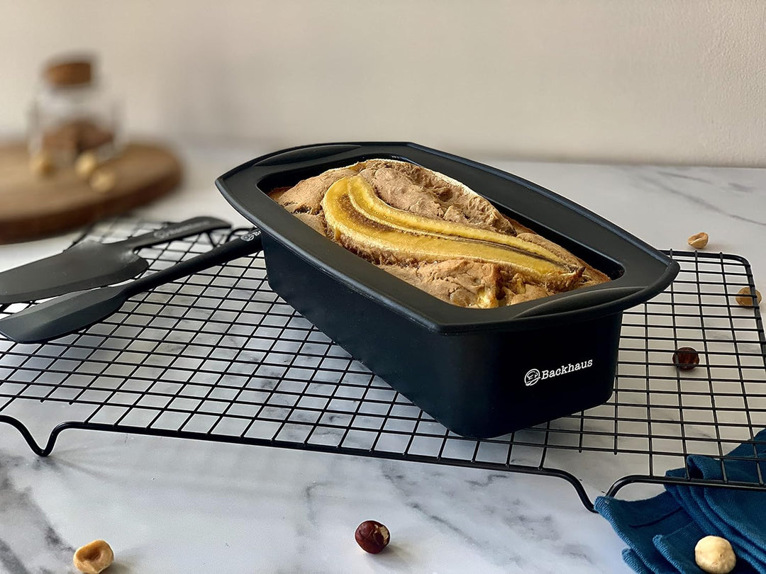 Backhaus FlexBake® Silikon Kastenform - Brotbackform & Teigschaber - Premium BackSet in Platin Silik