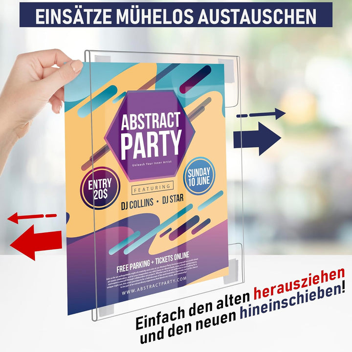 Dasher Products Acryl-Schilderhalter zum Einklemmen, A4 - Hochformat oder A4 - Querformat, durchsich