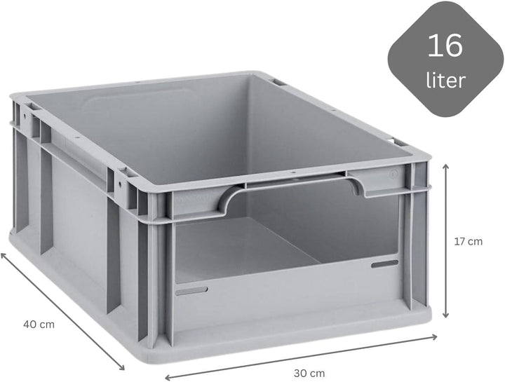 Mega Deal | 10x Proregal Eurobox NextGen Insight | Front offen | HxBxT 17x30x40 cm | Grau HxBxT 17x3