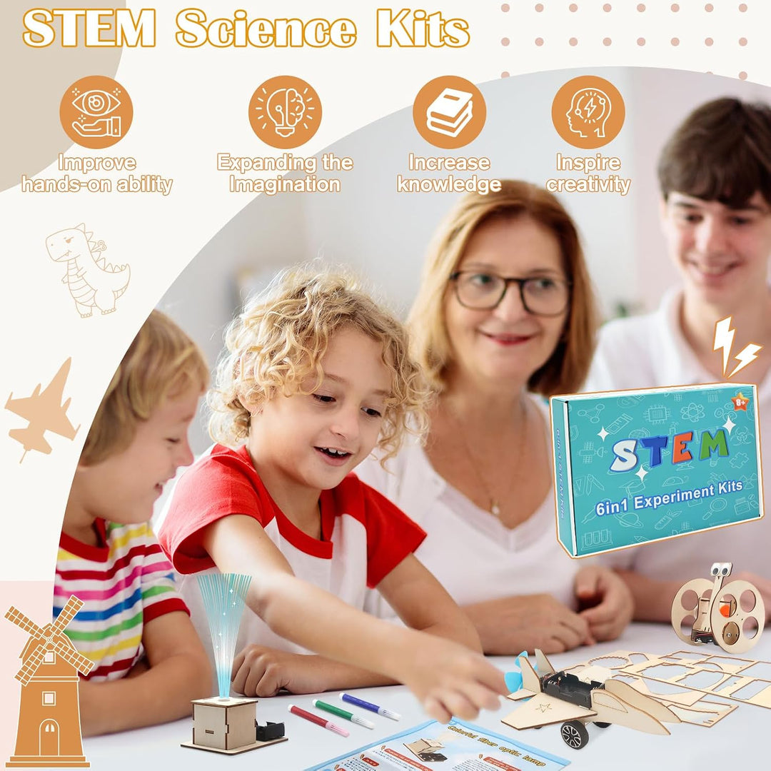 FEMBW Experimente für Kinder ab 8 9 10 11 12, 6 PCS Baukasten DIY Spielzeug Roboter, Experimentierka