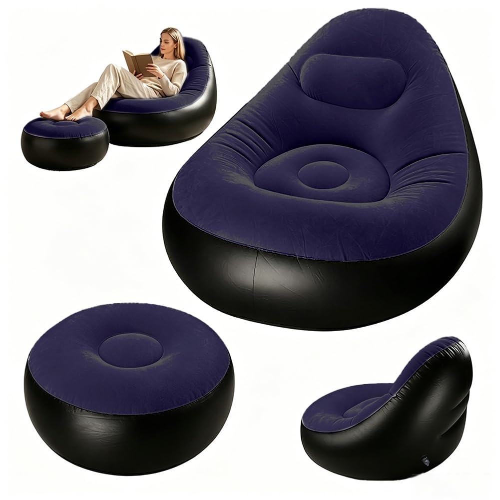 Aufblasbares Sofa mit Fusshocker, Aufblasbarer Sitzsack, Aufblasbares Stuhl Sofa, Luftsofa Aufblasba