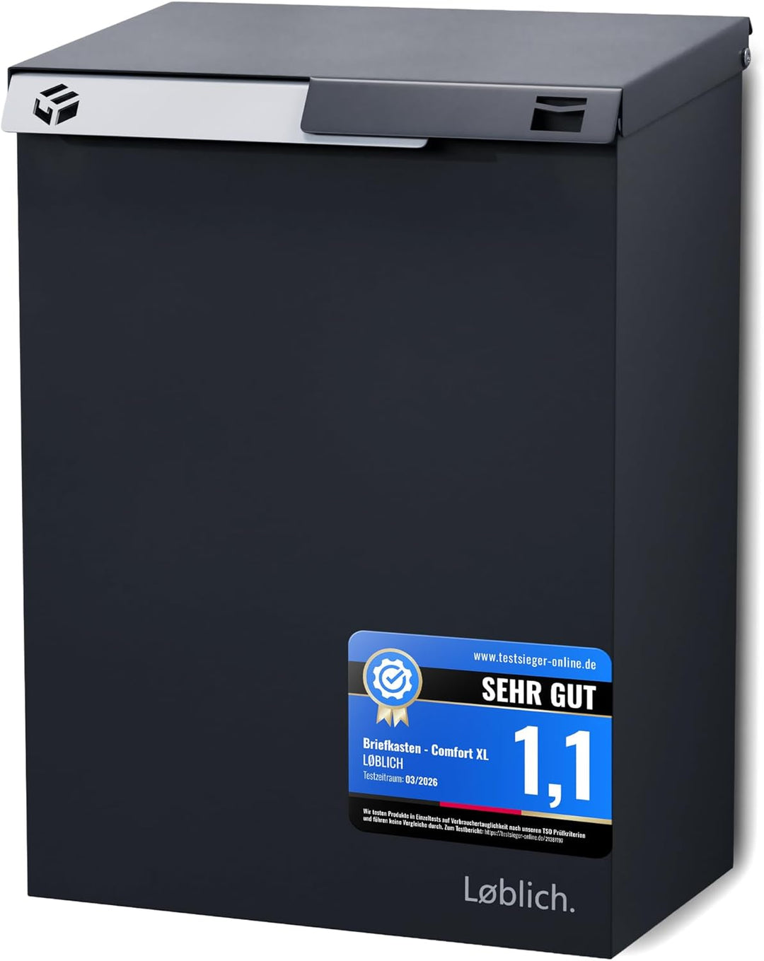 Briefkasten RAL 7021 Schwarz-grau | Vom Briefträger entwickelter XL-Wandbriefkasten für Päckchen & P